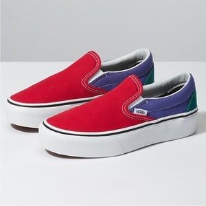 Vans Slip On (Tri Color) Platform Shoes Women's Size 8 New​